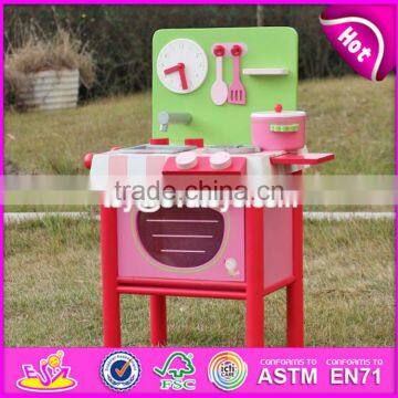 2017 New Design Mini Pink Wooden Girls Play Kitchen W10C269 photo-3