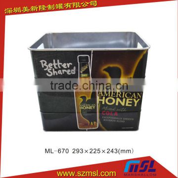 Rectangle Metal Bucket, Metal Ice Bucket for Beer Cans