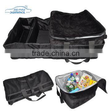 Heavy Duty Polyester New Design Multi Function Foldable Car Trunk Organizer with Alone Cooler Box Bag