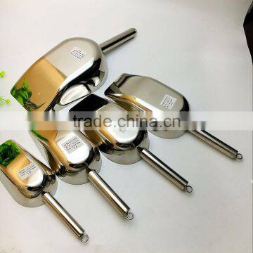 Factory Stainless Steel Ice Bucket Scoop Sugar Shovel Flat Bottom Scoop photo-4