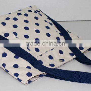 12 Oz Natural Canvas Tote Bag - Polka Dot Print- Made in India photo-4