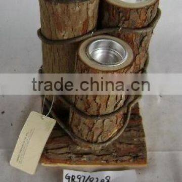 Wood candle holder