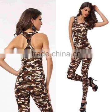 Camouflage Tracksuit 2 Piece Set Women Backless Spring Summer Sets Sleeveless Top Elastic Waist Suit Women Camo Tracksuit