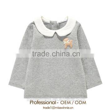 new arrival children cotton shirt girls long sleeve O -neck shirts