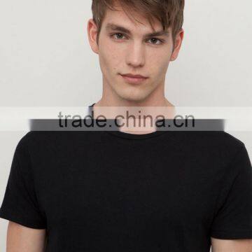100% Cotton T-Shirt Blank t Shirts Slim Fit Plain Men Tee Black T-shirt photo-2