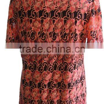 Black With Rose Print Lycra Round Collar Blouse photo-2