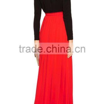 New Arrival High Quality Ladies Red Long Chiffon Maxi Skirt OEM Service photo-2