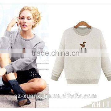 Latest Gray Short Pullover O-neck Hoody With Printing for Women photo-3