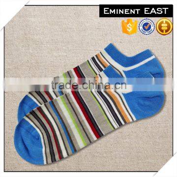 Customized 100% mercerized cotton silk like colorful striped ankle socks