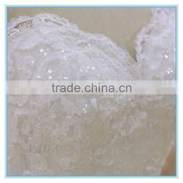 High Quality V-neck Ball Gown Beaded Bride White Wedding Dresses China photo-5