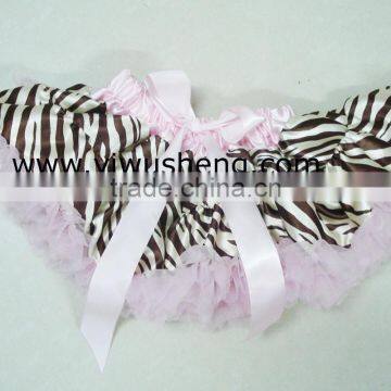Wholesale Girls Zebra Pettiskirt With Hot Pink Chiffon and Bowknot,girls Fashion Tutu Skirt photo-3