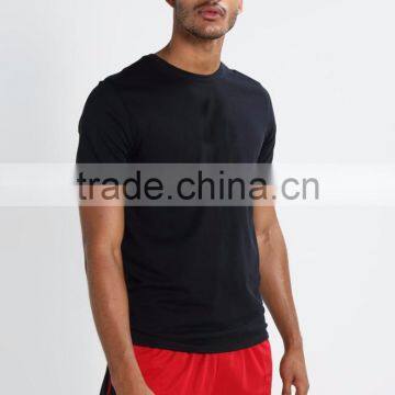 Black Breathable Quick Dry Sport Shirt 58% Cotton 42% Polyester Fabric Material Tee Black Custom Color Plain Styling Basketball photo-2
