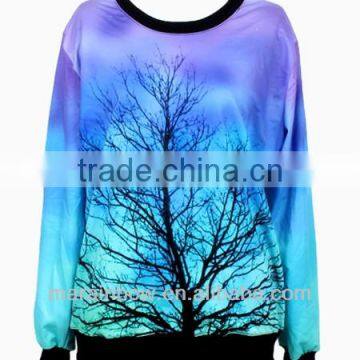 100 polyester women's sublimation printing crew neck sweatshirts without hood