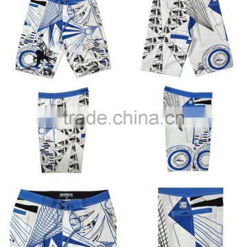 Blue and White Line Design Men Board Shorts photo-6