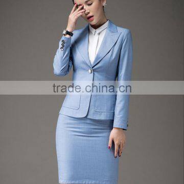 Juqian Suits Simple Pattern Blue Women Office Uniform Design Women's Elegant Dress Suit photo-6