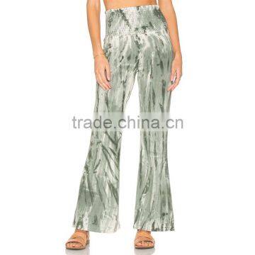 Green Tie Dye Flare Pants Boho Ladies Bell Bottom Trousers Cutting photo-5