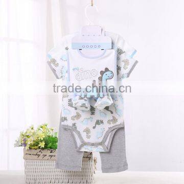 Short sleeve animal printing wholesale baby romper gift set