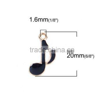 Zinc Based Alloy Music Charms Musical Note Gold Plated Black Enamel photo-2