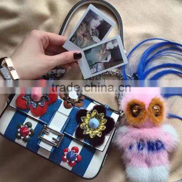 High quality fashion colorfur mink fur custom keychain