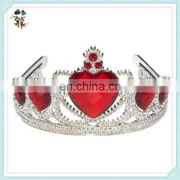 Cheap Plastic Girls Princess Party Fancy Dress Heart Ruby Tiara and Crown HPC-0727