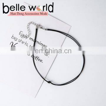 Fashion Simple Chocker Necklaces Black Leather Knot Thin Choker Necklace photo-4