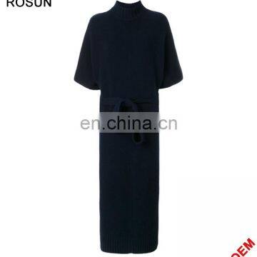 Lux belted high neck cashmere blend maxi knitted Dress