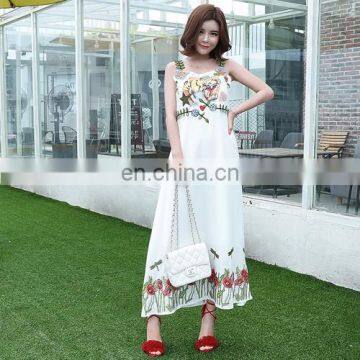 beautiful white dresses with tiger & flower & leaf dress casual dress