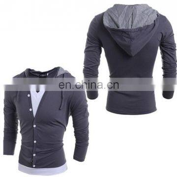 New Fashion Mens V Neck Long Sleeve Slim Fit Hooded Casual T-Shirt Tops Tee Shirts photo-4