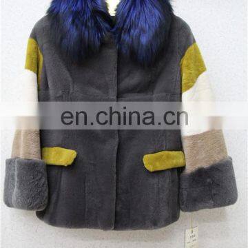 Factory Directly Women 100% Real Fur Coat Garment Dyed Rex Rabbit Fur Coat photo-3