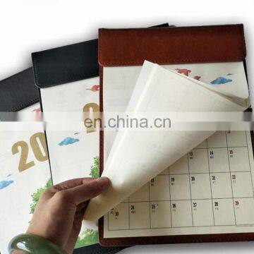 New design 2018 Pu leather paper custom table calendar wholesale in high quality