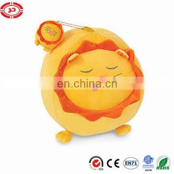 Yellow lion with baby plush round soft stuffed toy keychain pendent