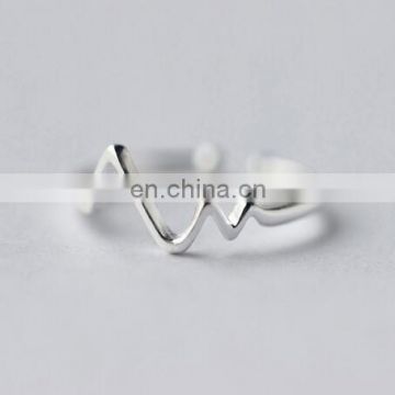 S925silver ring love electrocardiogram unique waves dajustable ring