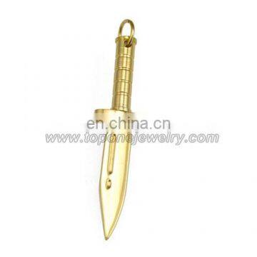 Stainless steel gold plated dagger sword pendant