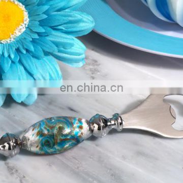 Stunning Murano Art Silver and Teal Bottle Opener