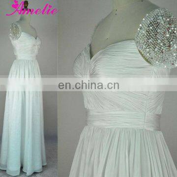Beaded Cap Sleeve Evening Dress 2014 With Stones photo-2