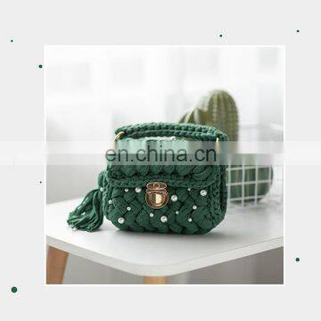 Yarncrafts 2020 Fashion Handmade Pearl Bag Metal Chain Shoulder Crossbody Bag Ladies for Women