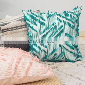 Boho Style Colorful Hand Block Indian Pillow Cover Decorative 18X18" Embroidery Chindi Cushion Cover photo-7