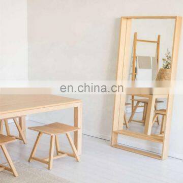 100% Solid Oak Wood Frame Wall Mirrro Full Length Floor Stand Mirror photo-4