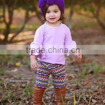 2016 Srping New design of kids knit cotton Lavender Ruffle Top