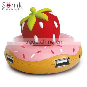 Novelty fancy fruit 4 port USB hub man use USB hub with cable included wholesale