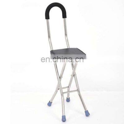 Walking Stick Chair Folding Walking Stick Seat Crutch Stool Three Legged Cane for Old People