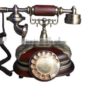 wooden rotary dial telephone