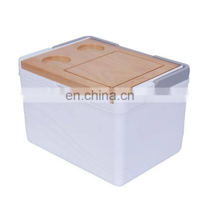 Food grade 11 Liter insulated cooler box portable cooler plastic with wooden lid