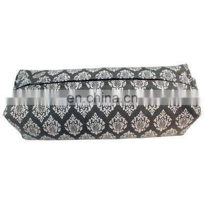 Premium Quality Dark Grey Color Pattern Printed Rectangular Yoga Bolster Neck Pillow With 1000 Unique Pattern Available