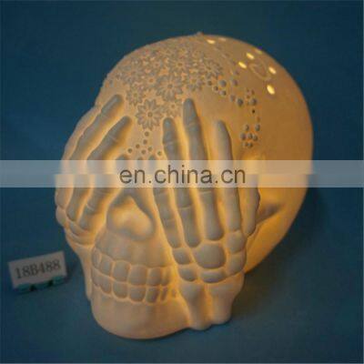 Halloween Light up Ceramic 3d Solar Skull Head Tail Christmas Led Home Decoration Lights Display for Halloween to Devote photo-4