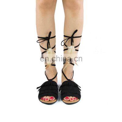 Ladies Beautiful Fashion Design Flat Lace up Sandals Shoes Women's Evening Dress Shoes photo-4