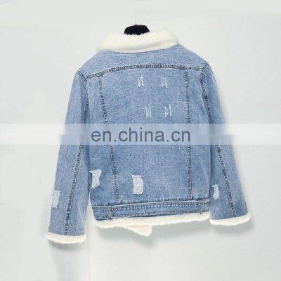 New Style Factory Sherpa Women Fashion Winter Jacket Berber Fleece Fancy Denim Ladies Motorcycle Jacket photo-2