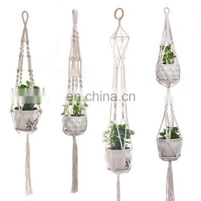 K&B indoor adjustable cotton rope wall artificial plant hanger flower pot holder garden hanging baskets