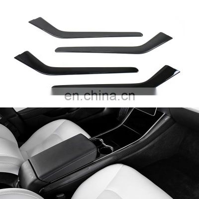 Carbon Fiber Center Console Cover Side Trims For Tesla Model 3