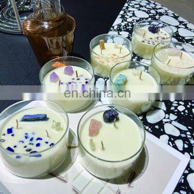 Wedding Home Decor Glass Jar Private Label Custom Aromatherapy Luxury Fragrance Soy Wax Crystal Scented Candle